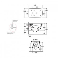 GLOBO Relais Унитаз подвесной 56*36см, с системой скрытого крепежа, цвет белый (Заказ по запросу!)