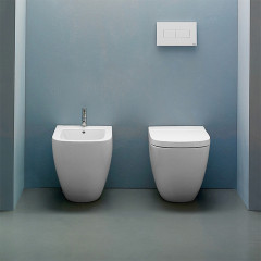 GLOBO Stone Унитаз напольный 56*36см, с системой скрытого крепежа, слив универсальный, цвет белый (снято с пр-ва)