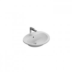 GLOBO Lavabi d'arr Раковина встраиваемая на столешницу MINORI 56х48.5х20см, c 1 отв-м под смеситель, с переливом, цвет белый