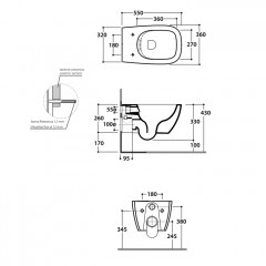 GLOBO GENESIS Унитаз подвесной 550х360 мм., безободковый, в комплекте с креплением, цвет белый матовый