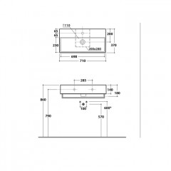 GLOBO Incantho Раковина, накладная (71*51 cм) с 1 отв под смеситель, цвет белый