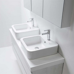 HAPPY HOUR 09.00 Раковина подвесная или накладная, 1 отверстие для смесителя, размер 48х48 см, цвет белый