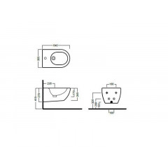 FUSION Биде подвесное с 1 отверстием для смесителя, размер 35.5х54 см, цвет белый матовый