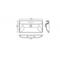 CANALGRANDE Раковина 100, 1 отверстие для смесителя, подвесная или встраиваемая, размер 100х50, белая