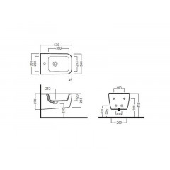 FUSION Q Биде подвесное с 1 отверстием для смесителя, размер 35х53 см, цвет белый