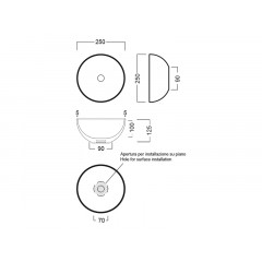 H.HOUR 05.00 S Раковина накладная, без отверстий для смесителя, 08-антрацит
