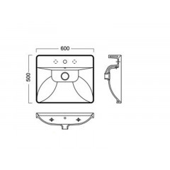 CANALGRANDE Раковина 60, 1 отверстие для смесителя, подвесная или накладная, размер 60х50, белая