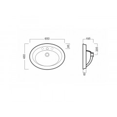 DOLCEVITA Раковина накладная, 1 отверстие для сместиеля, размер 65х48 см, цвет белый