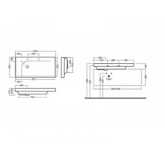 GRANDANGOLO Раковина с отверстием для смесителя, размер 100х50 см, цвет белый