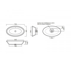 HAPPY HOUR 22.00 Раковина накладная, без отверстий для смесителя, размер 70х40 см, цвет белый