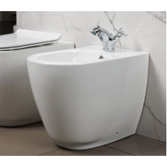 FUSION Биде напольное с 1 отверстием для смесителя, размер 35.5х54 см, цвет белый