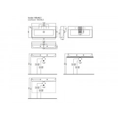 BAHIA Раковина 100, 1 отверстие для смесителя по центру, подвесная, размер 100х46.5x13, белая