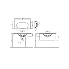 LE FIABE Раковина 100, 1 отверстие для смесителя, подвесная или накладная, размер 100х48.5, белая
