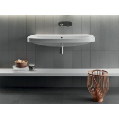 ABITO Раковина подвесная, без отверстий для смесителя,с переливом, 100х54, цвет белый