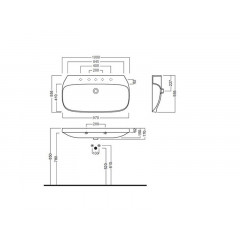 ABITO Раковина подвесная, без отверстий для смесителя,с переливом, 100х54, цвет белый