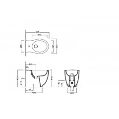 LE FIABE Биде напольное, одно отверстие под смеситель, цвет белый, система крепления PureFix (к стене) в комплекте