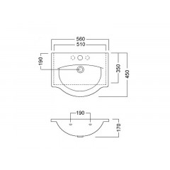 SOPHIE Раковина подвесная или накладная, 1 отверстие для смесителя, размер 56х45 см, цвет белый