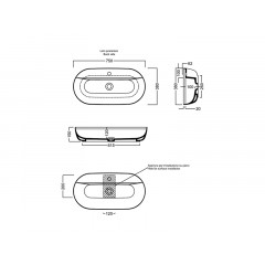 HAPPY HOUR SLIM MF 21:00s Раковина накладная 75x38 без перелива, 1 отв. под смеситель, цвет белый