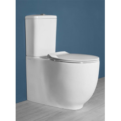 LE FIABE HATRIA Унитаз моноблок безободковый с универсальным сливом, размер 36х66.5 см, цвет белый,система крепления PureFix (к стене) в комплекте