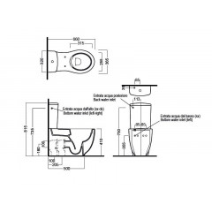 LE FIABE HATRIA Унитаз моноблок безободковый с универсальным сливом, размер 36х66.5 см, цвет белый,система крепления PureFix (к стене) в комплекте