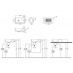 BAHIA Раковина 45, 1 отверстие для смесителя справа по центру, подвесная, размер 45х25x13, белая