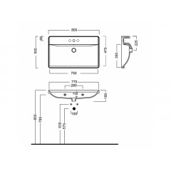 CANALGRANDE Раковина подвесная с отв.под смеситель, размер 80x50
