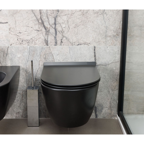 Сиденье HATRIA тонкое быстросъемное с системой EXTRA-SLIM плавного закрывания, цвет черный матовый