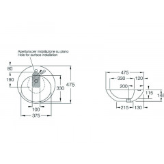 HAPPY HOUR 02.00 Раковина накладная, 1 отверстие для смесителя,размер 47.5х47.5 см, цвет белый