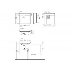 GRANDANGOLO Раковина с 1 отверстием для смесителя, чаша справа, для установки на столешницу, размер 50х50 см, цвет белый