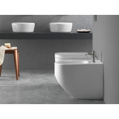 NEXT Биде напольное, одно отверстие под смеситель, цвет белый, система крепления PureFix (к стене) в комплекте