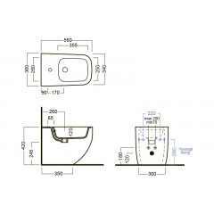 NEXT Биде напольное, одно отверстие под смеситель, цвет белый, система крепления PureFix (к стене) в комплекте