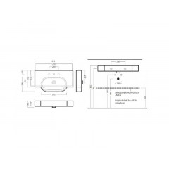AREA Раковина подвесная или накладная, 1 отверстие для смесителя, размер 81х45 см, цвет белый