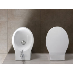 NIDO Биде напольное с 1 отверстием для сместиеля, размер 36х55.5 см, цвет белый