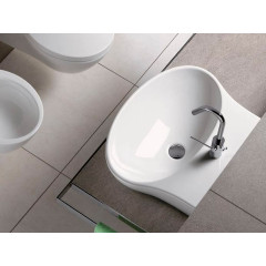 NIDO Раковина подвесная или накладная, 1 отверстие для смесителя, размер 56х44.5 см, цвет белый