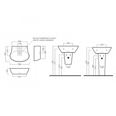 NIDO Раковина подвесная или накладная, 1 отверстие для смесителя, размер 56х44.5 см, цвет белый