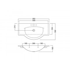 SOPHIE Раковина подвесная или накладная, 1 отверстие для смесителя, размер 95х50 см, цвет белый