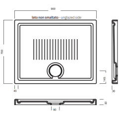 Поддон душевой, размер 90х70х3 см, цвет белый