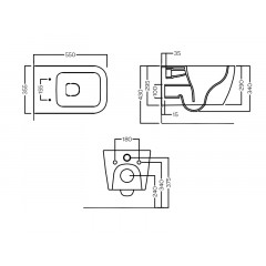 TECNA Унитаз подв. безободковый, слив Vortex без сиденья