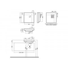 GRANDANGOLO Раковина с 1 отверстием для смесителя, чаша слева, для установки на столешницу, размер 50х50 см, цвет белый