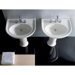 DOLCEVITA Раковина, 1 отверстие для смесителя, крепится на стену и устанавливается на пъедестал арт.Y0EK, размер 70х55 см, цвет белый