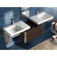 GRANDANGOLO Раковина без отверстий для смесителя, чаша справа, размер 75х50 см, цвет белый