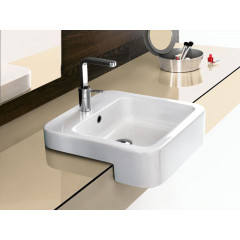 HAPPY HOUR 09.30 Раковина полувстроенная, 1 отверстие для смесителя, размер 48х48 см, цвет белый