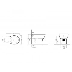 NIDO Унитаз приставной с универсальным сливом, размер 36х56 см, цвет белый