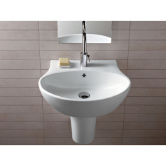 NIDO Раковина подвесная или накладная, 1 отверстие для смесителя, размер 62х47 см, цвет белый