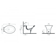 SCULTURE Биде напольное, 1 отверстие для смесителя, размер 40х60 см, цвет белый