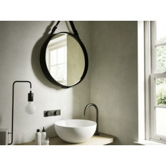 Зеркало круглое с кожаным шнуром и черной рамкой, диаметр 60 см