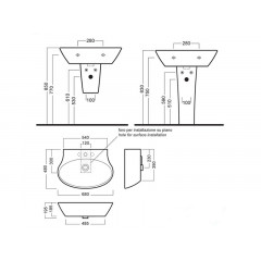 NIDO Раковина 68 с 1 отв.накладная