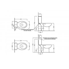 Унитаз моноблок с универсальным сливом, размер 37х67.5 см, цвет белый