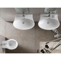 NIDO Раковина подвесная или накладная, 1 отверстие для смесителя, размер 68х4,8 см, цвет белый