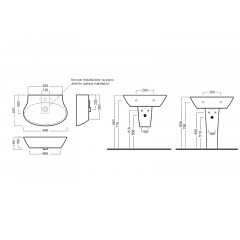 NIDO Раковина подвесная или накладная, 1 отверстие для смесителя, размер 68х4,8 см, цвет белый